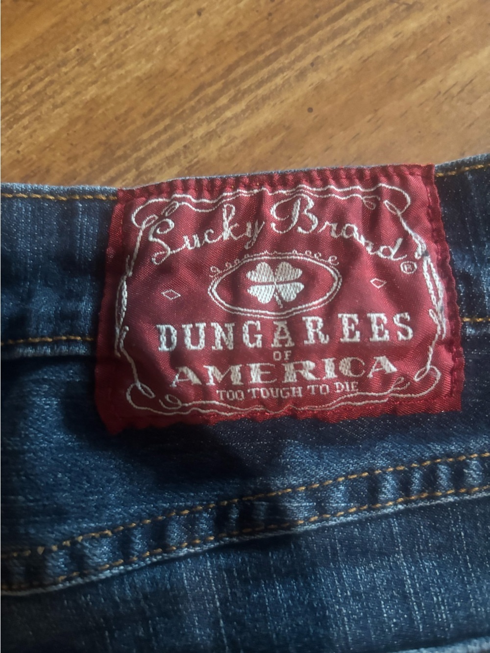 Lucky Brand Red-Trim Blue Denim Dungarees